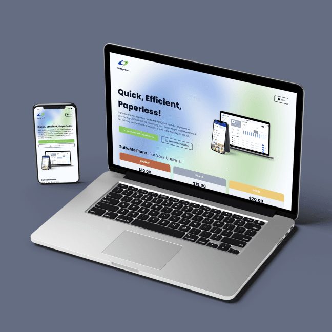 Laptop with open screen showing safe proud web application